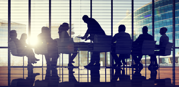 Back Lit Business People Discussion Cityscape Meeting Concept